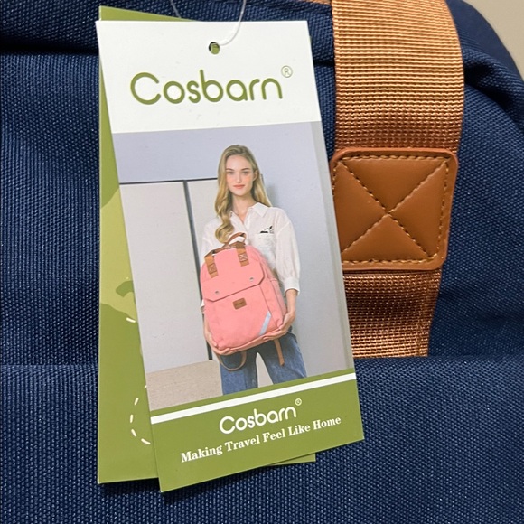 Cosbarn Navy Backpack with Tan Straps NWT - Picture 6 of 6